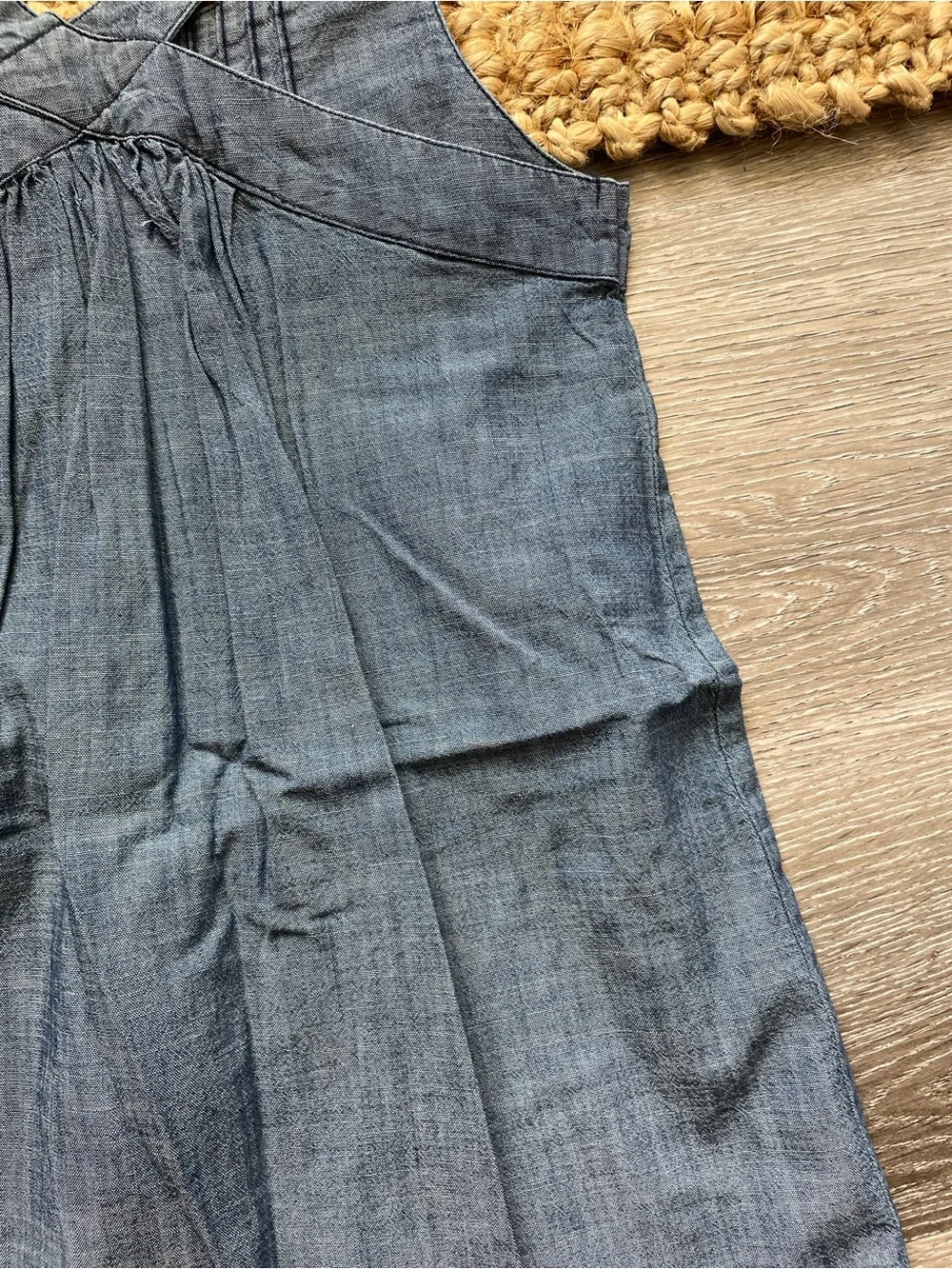 Old Navy Sleeveless Chambray Embroidered Shift Dress - Blue